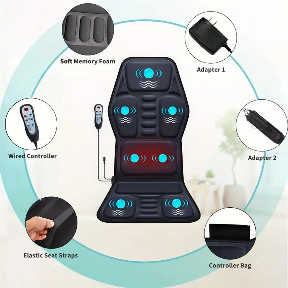 Back Heat Massage Pad With 7 Vibration Motor