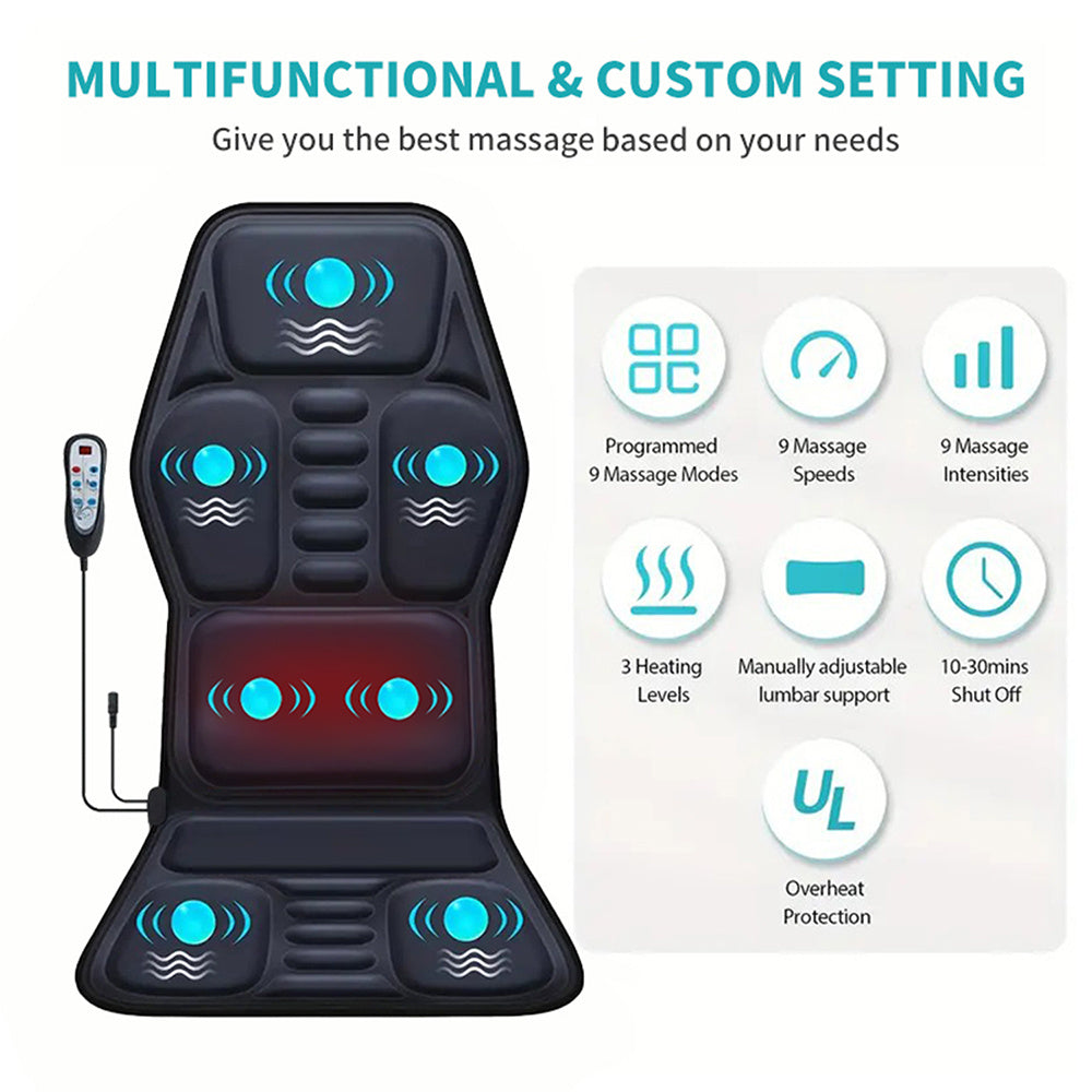 Back Heat Massage Pad With 7 Vibration Motor