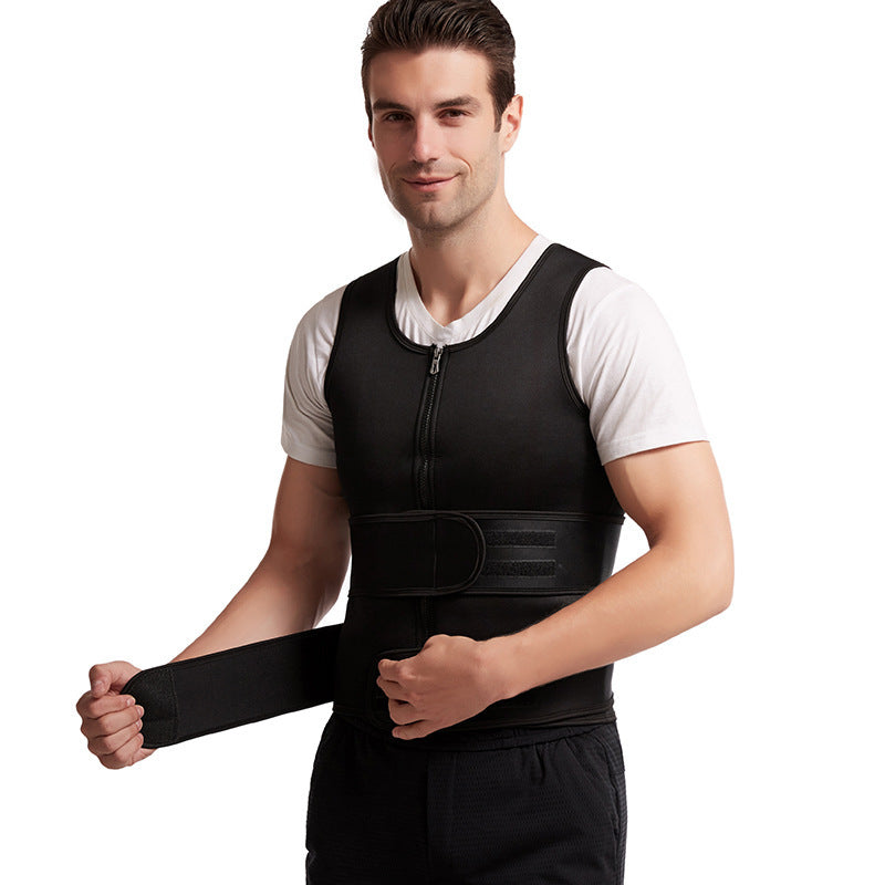 Reinforced Men's Double Belt Vest Shapewear