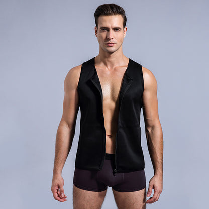 Zipper Men's Sweaty Sports Belly Shaper Vest