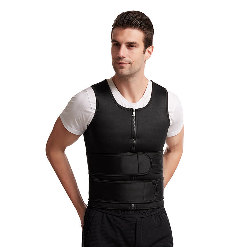 Reinforced Men's Double Belt Vest Shapewear
