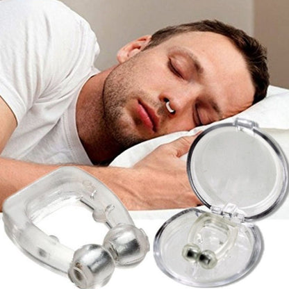 Anti-snoring magnetic clip to prevent snoring and enhance breathing during sleep